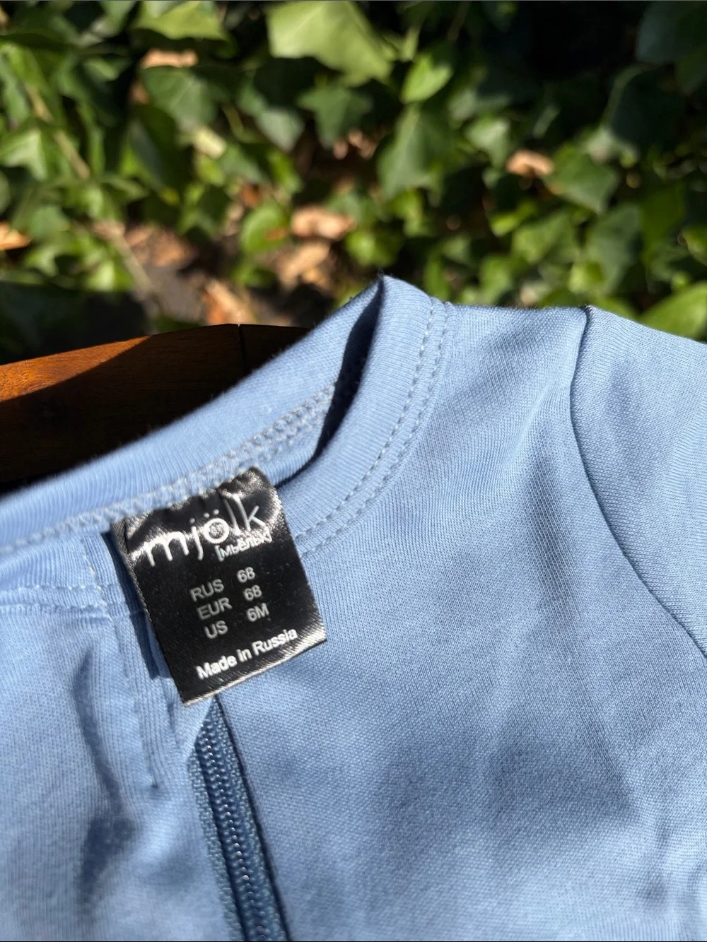 3-6 months Baby Blue Short Sleeve Zip Romper